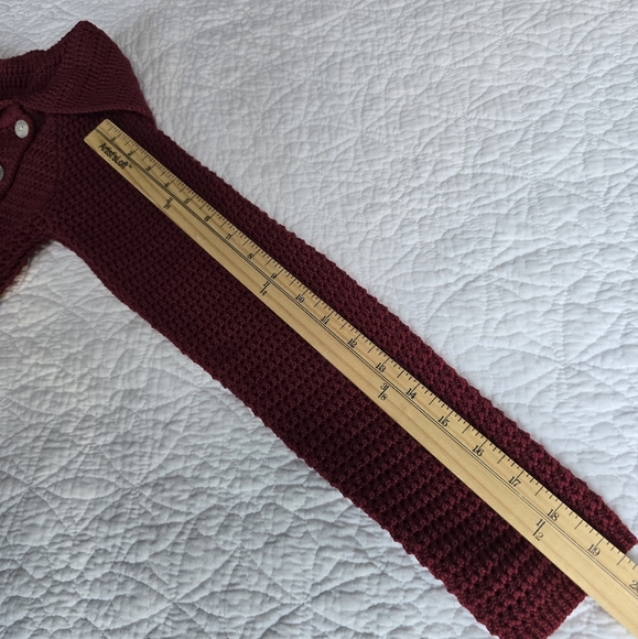 Commense Off Shoulder Cowl Neck Knit Cropped Button Burgundy Sweater - Picture 12 of 12